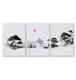 Japanese Art Ink Wash Landscape with Red Sun wall art as a wrapped canvas
