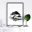 Japanese Art Ink Wash Landscape with Red Sun wall art — piece 1 of 3 in the set