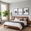 Japanese Art Ink Wash Landscape with Red Sun wall art displayed on a wall in a styled room