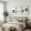 Japanese Art Ink Wash Landscape with Red Sun wall art displayed on a wall in a styled room — view 4