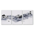 Japanese Art wall art Ink Wash Asian Landscape with Fisherman & Pagoda as a wrapped canvas