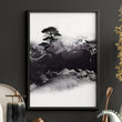 Japanese Art Prints Ink Wash Asian Landscape with Fisherman & Pagoda | Set of 3