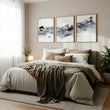Japanese Art wall art Ink Wash Asian Landscape with Fisherman & Pagoda displayed on a wall in a styled room — view 3