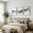 Japanese Art wall art Ink Wash Asian Landscape with Fisherman & Pagoda displayed on a wall in a styled room — view 6