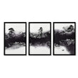 Japanese Prints Ink Wash Landscape | Bonsai, Bridge & Misty River | Set of 3