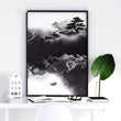 Japanese Prints Ink Wash Landscape | Bonsai, Bridge & Misty River | Set of 3