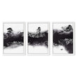 Japanese Prints Ink Wash Landscape | Bonsai, Bridge & Misty River | Set of 3