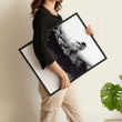 Japanese wall art Ink Wash Landscape | Bonsai, Bridge & Misty River displayed on a wall in a styled room — view 9