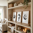 Japanese Wall Art Canvas Zen Enso Circle Ink Brush Blossom & Waterfall displayed on a wall in a styled room — view 4