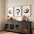 Japanese Wall Art Canvas Zen Enso Circle Ink Brush Blossom & Waterfall displayed on a wall in a styled room — view 6