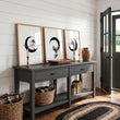 Japanese Wall Art Canvas Zen Enso Circle Ink Brush Blossom & Waterfall displayed on a wall in a styled room — view 7