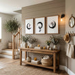 Japanese Wall Art Canvas Zen Enso Circle Ink Brush Blossom & Waterfall displayed on a wall in a styled room — view 9