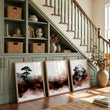 Japanese Wall Art UK | Bonsai, Bridge & Moon Ink Wash Japandi wall art displayed on a wall in a styled room — view 4