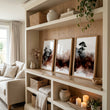Japanese Wall Art UK | Bonsai, Bridge & Moon Ink Wash Japandi wall art displayed on a wall in a styled room — view 5
