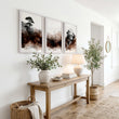 Japanese Wall Art UK | Bonsai, Bridge & Moon Ink Wash Japandi wall art displayed on a wall in a styled room — view 6