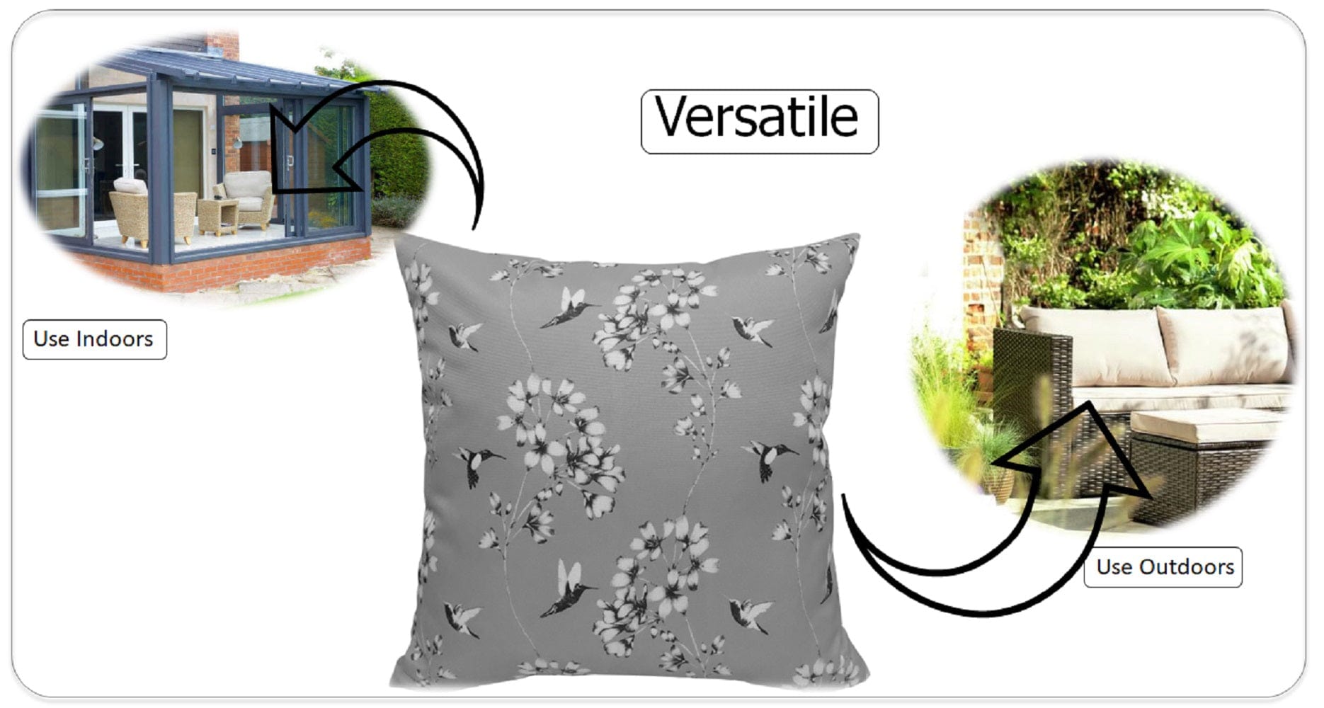 Jardin Silver Waterproof Outdoor and Indoor Cushions 17x17 Inch Weather - Resistant Patio Garden Balcony Seating Premium Hollow - Fibre Decorative Pillows