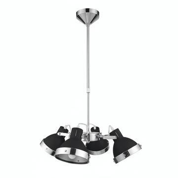 Jasper Black Shade and Chrome 4 Light Pendant Light