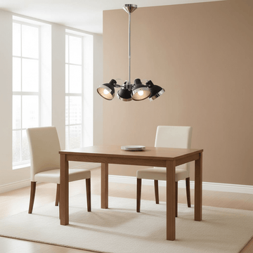Jasper Black Shade and Chrome 4 Light Pendant Light