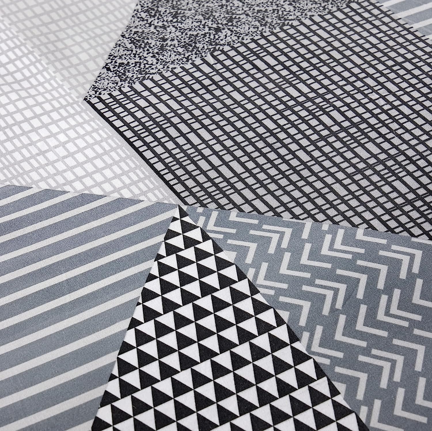 Jasper Grey Printed Reversible Quilted Duvet Cover Set with Button Closure in Single Double and King High - Quality Polyester