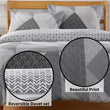 Jasper Grey Printed Reversible Quilted Duvet Cover Set with Button Closure in Single Double and King High - Quality Polyester