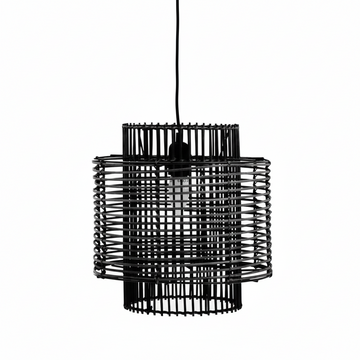 Jaya Black Rattan Overlapping Pendant Lamp