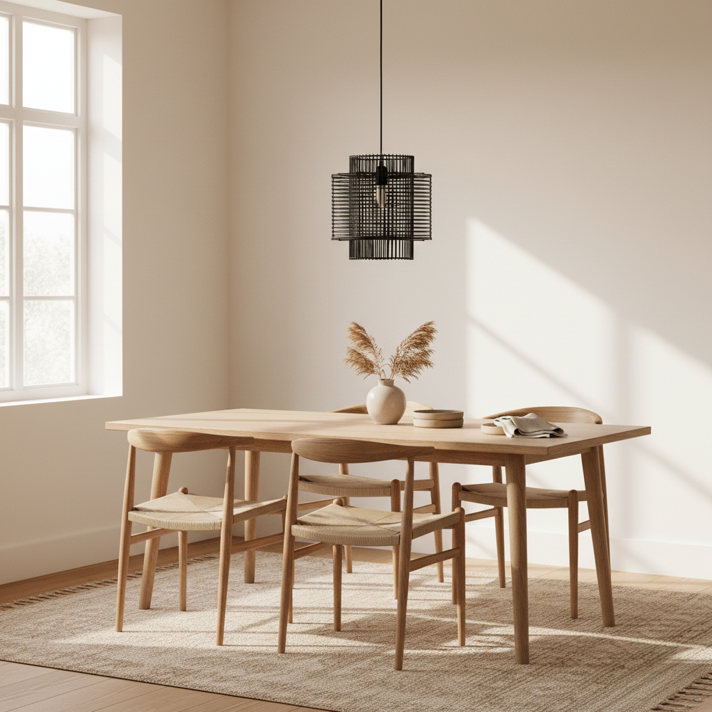 Jaya Black Rattan Overlapping Pendant Lamp