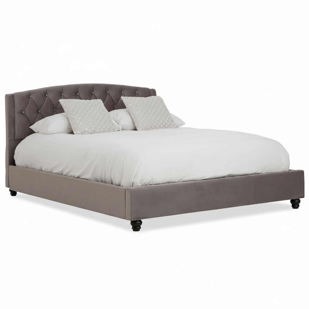Josephine Grey Velvet King Bed