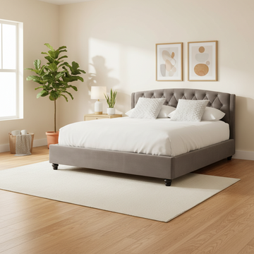 Josephine Grey Velvet King Bed