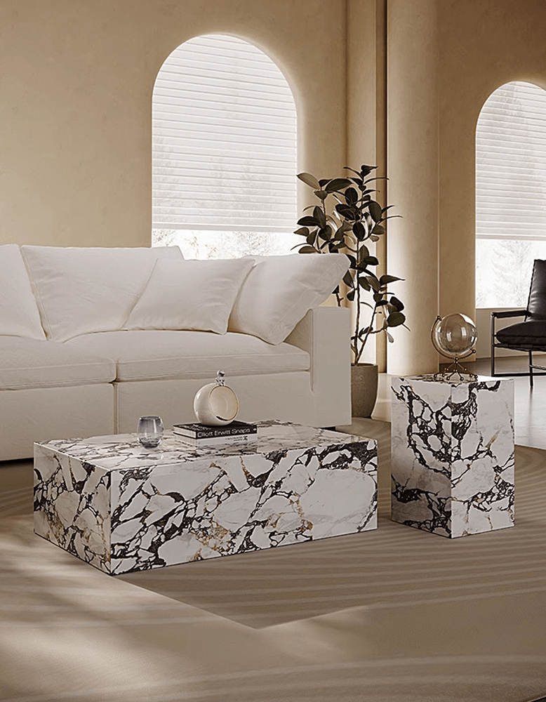 Kabelo Coffee Table Set, Sintered Stone/Marble