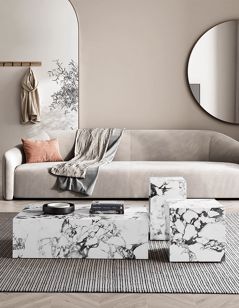 Kabelo Coffee Table Set, Sintered Stone/Marble