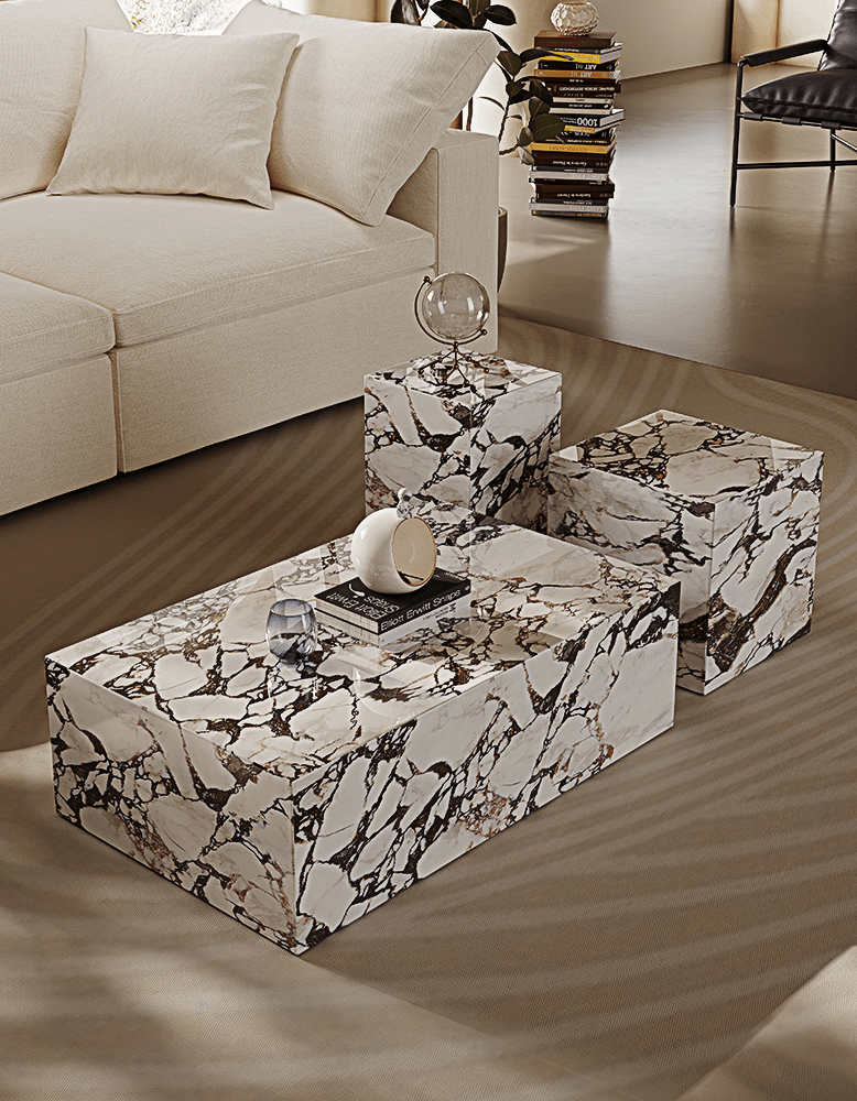 Kabelo Coffee Table Set, Sintered Stone/Marble