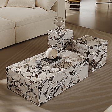 Kabelo Coffee Table Set, Sintered Stone/Marble