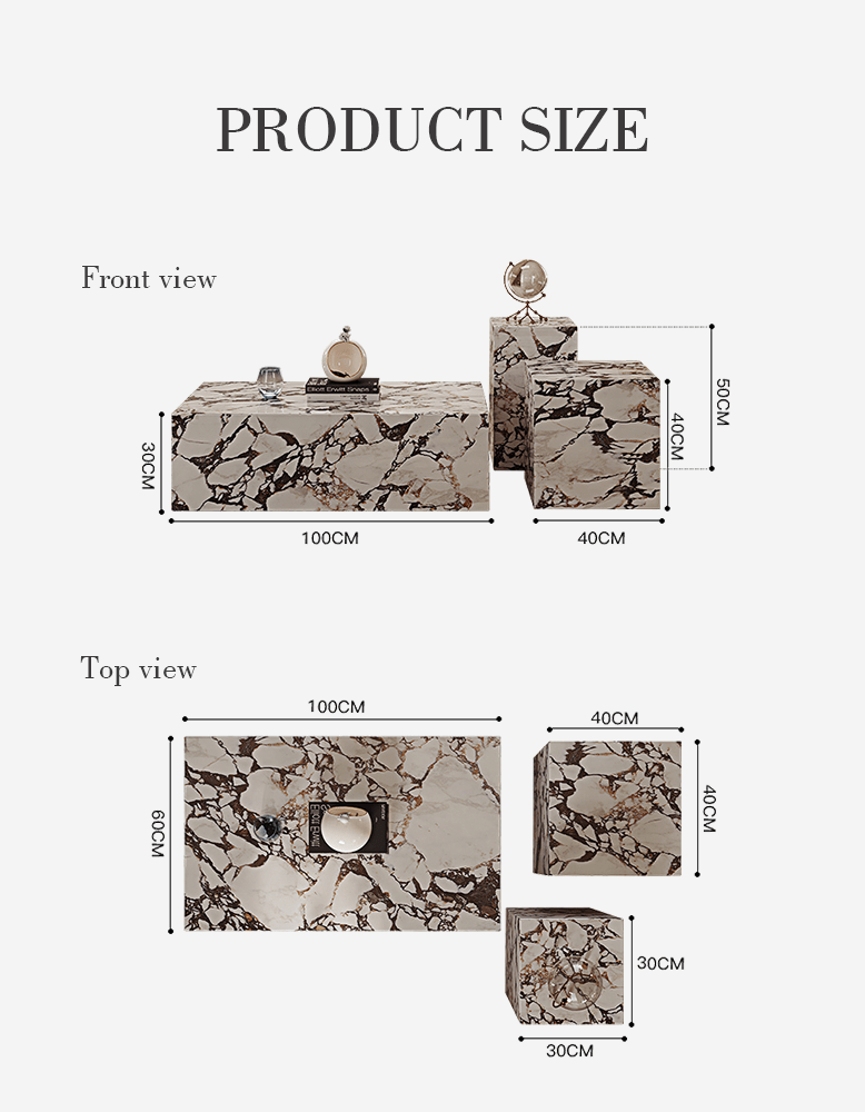 Kabelo Coffee Table Set, Sintered Stone/Marble