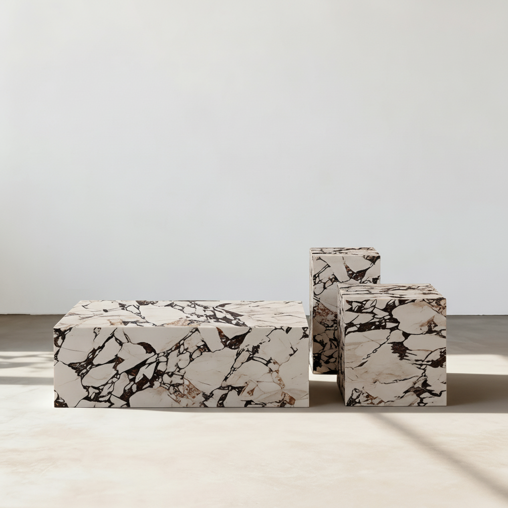 Kabelo Coffee Table Set, Sintered Stone/Marble