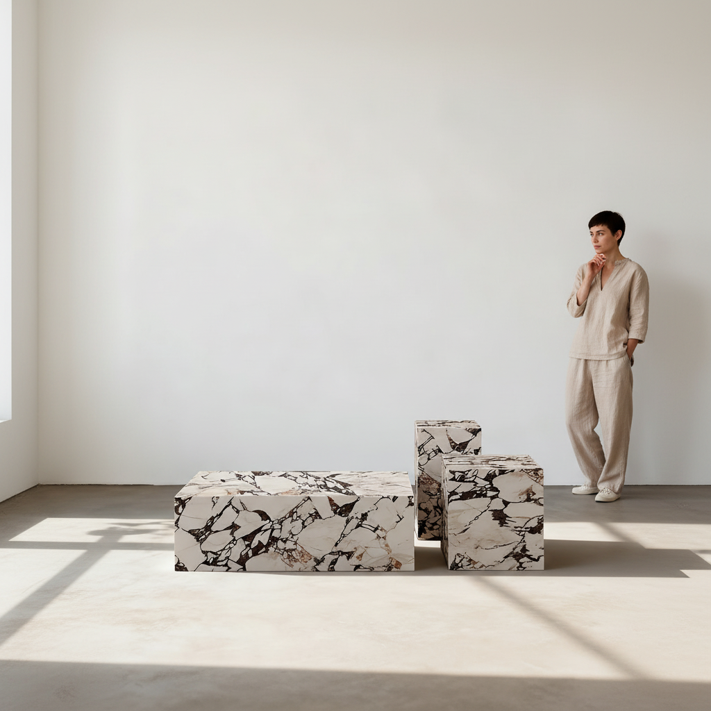 Kabelo Coffee Table Set, Sintered Stone/Marble