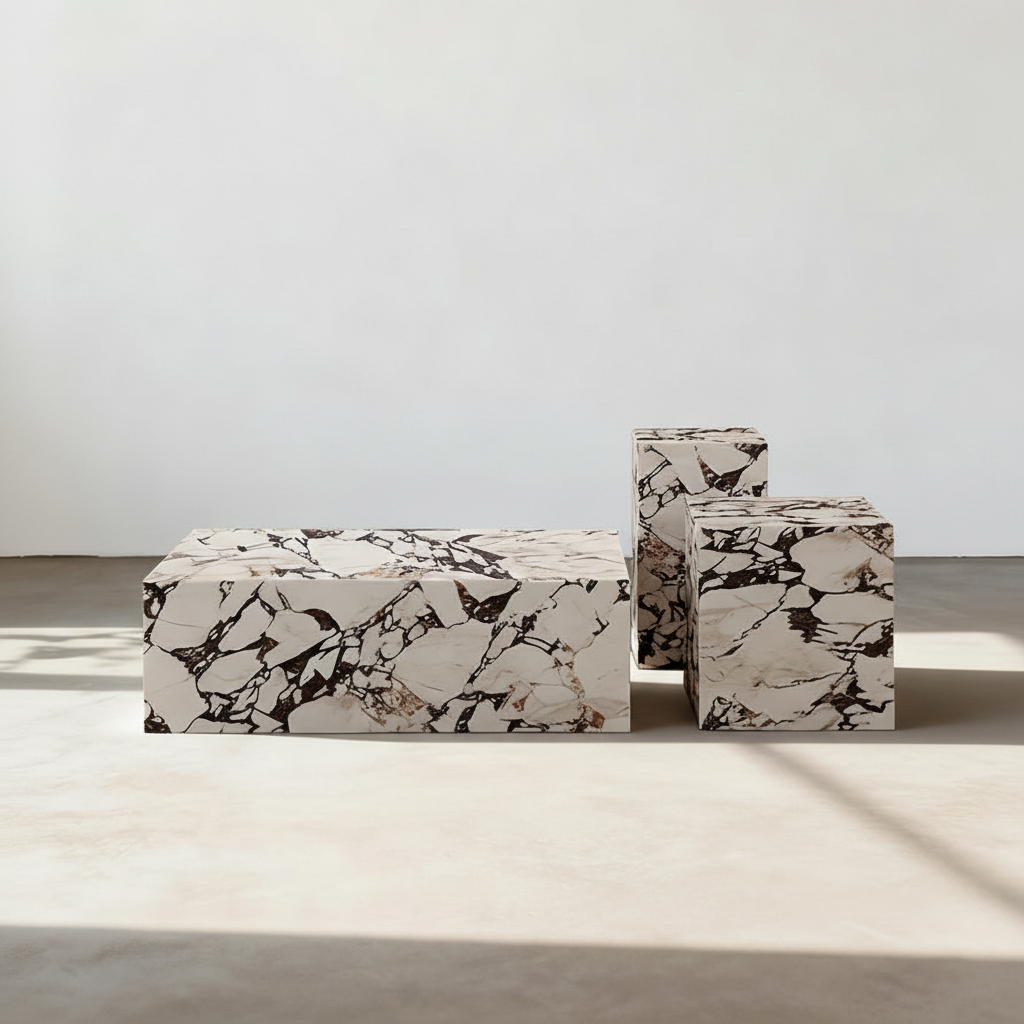 Kabelo Coffee Table Set, Sintered Stone/Marble