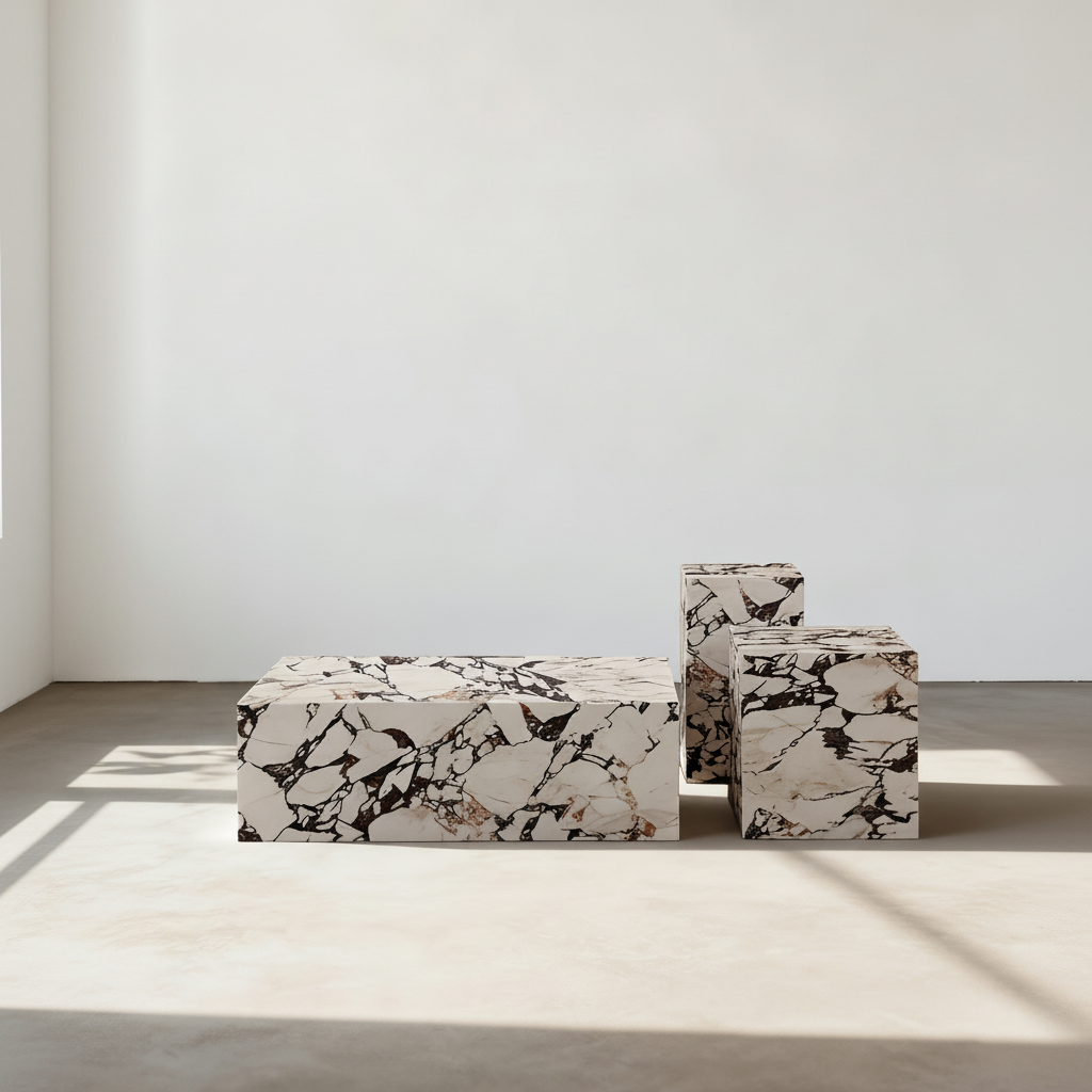 Kabelo Coffee Table Set, Sintered Stone/Marble