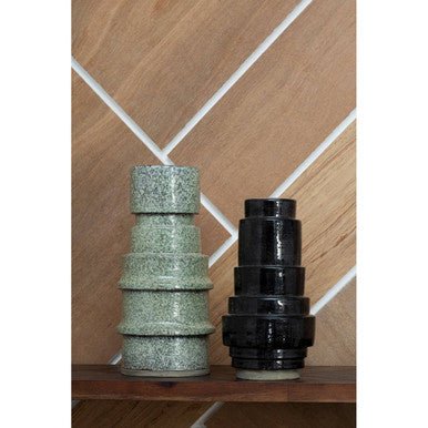 Kaga Black Earthenware Vase