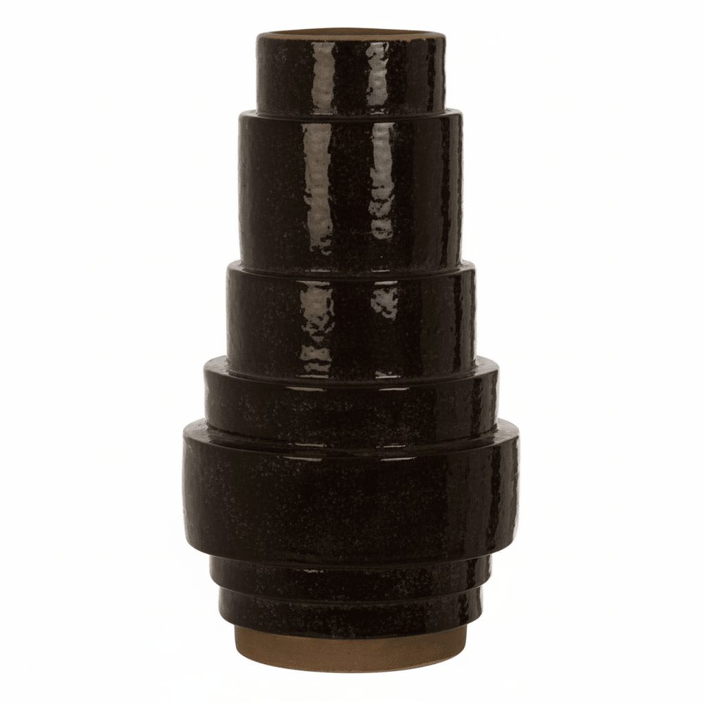 Kaga Black Earthenware Vase