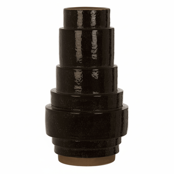 Kaga Black Earthenware Vase