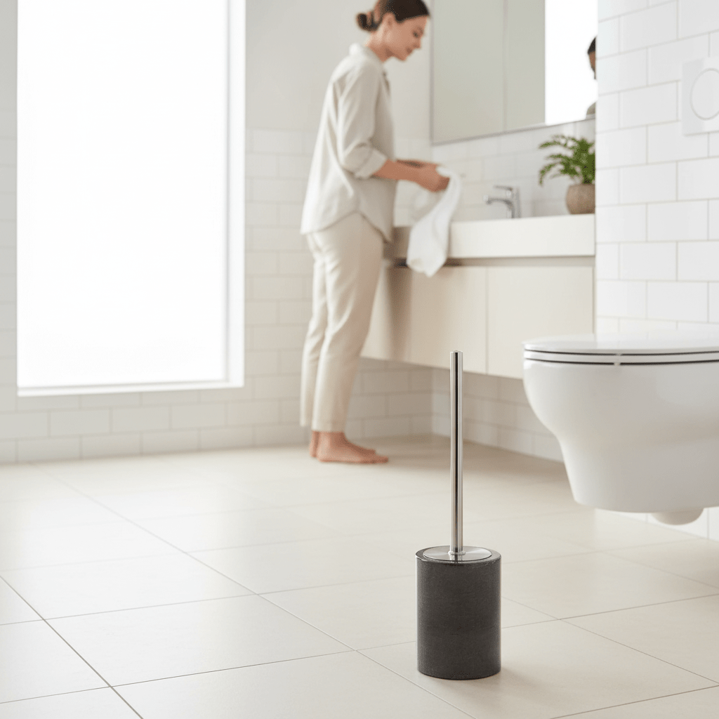 Kamal Dark Grey Marble Effect Toilet Brush