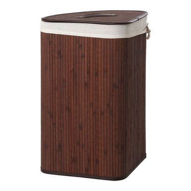 Kankyo Dark Brown Bamboo Corner Laundry Hamper