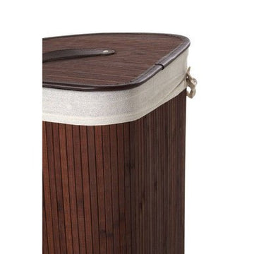 Kankyo Dark Brown Bamboo Corner Laundry Hamper