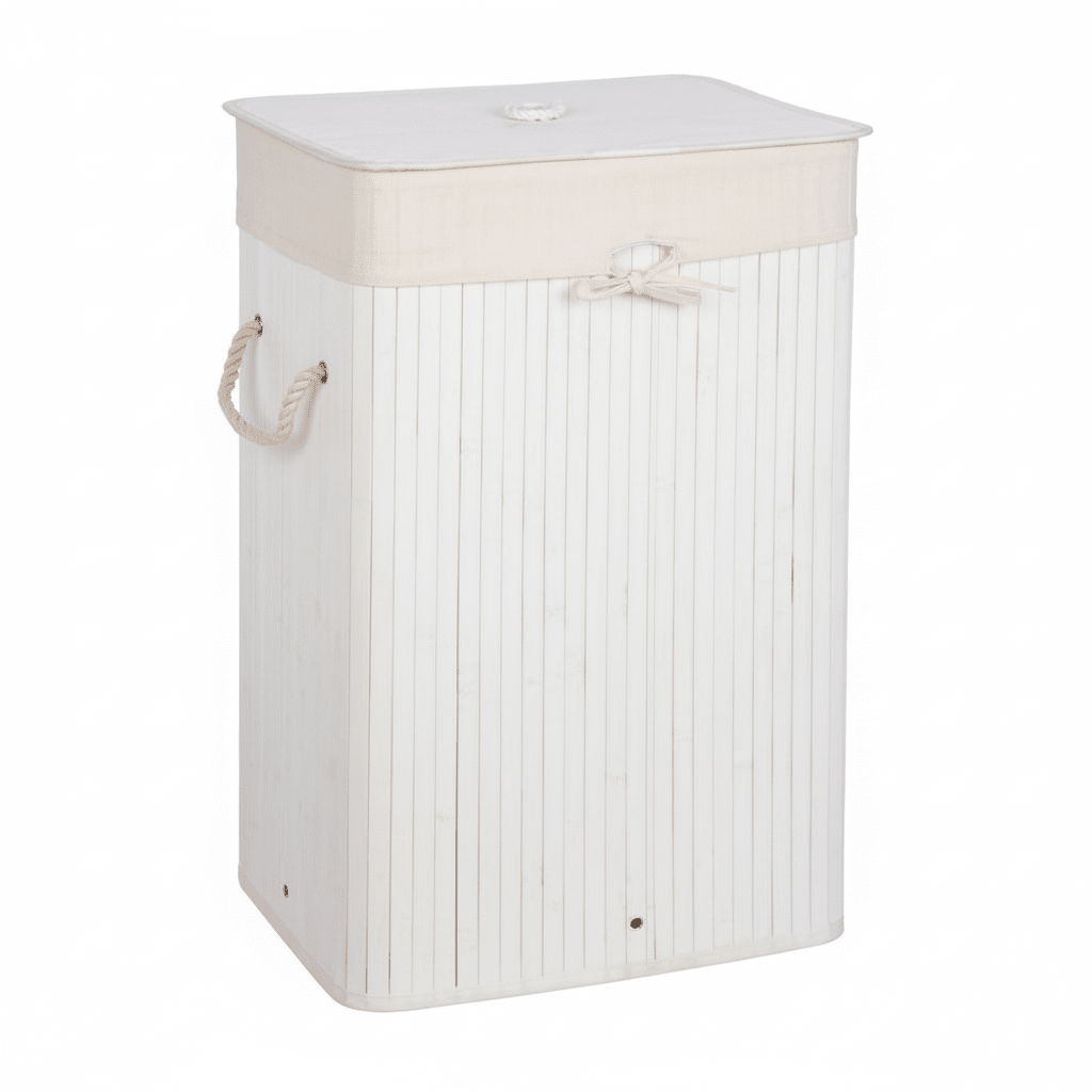 Kankyo White Bamboo Laundry Hamper