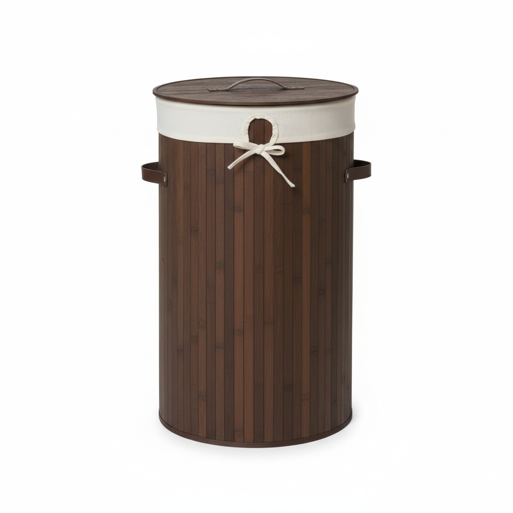 Kankyo Dark Brown Round Laundry Hamper