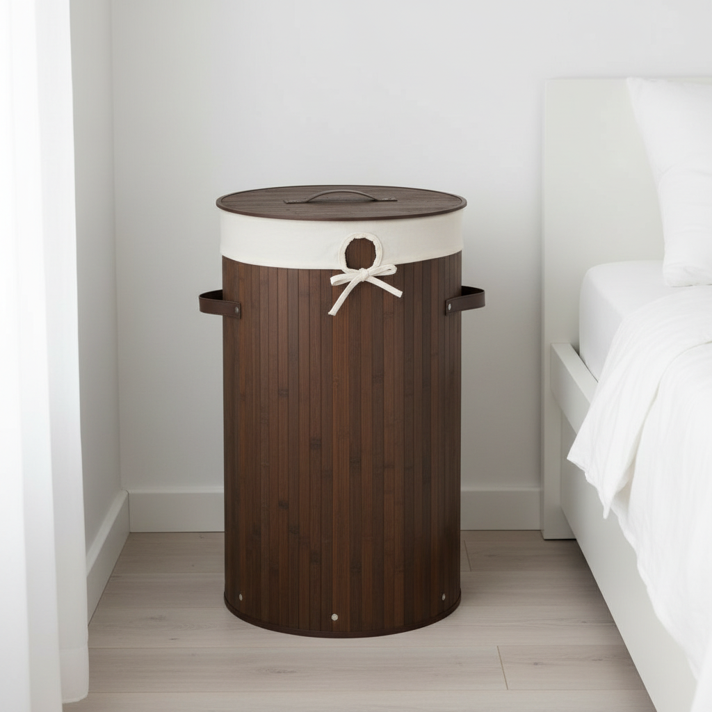 Kankyo Dark Brown Round Laundry Hamper