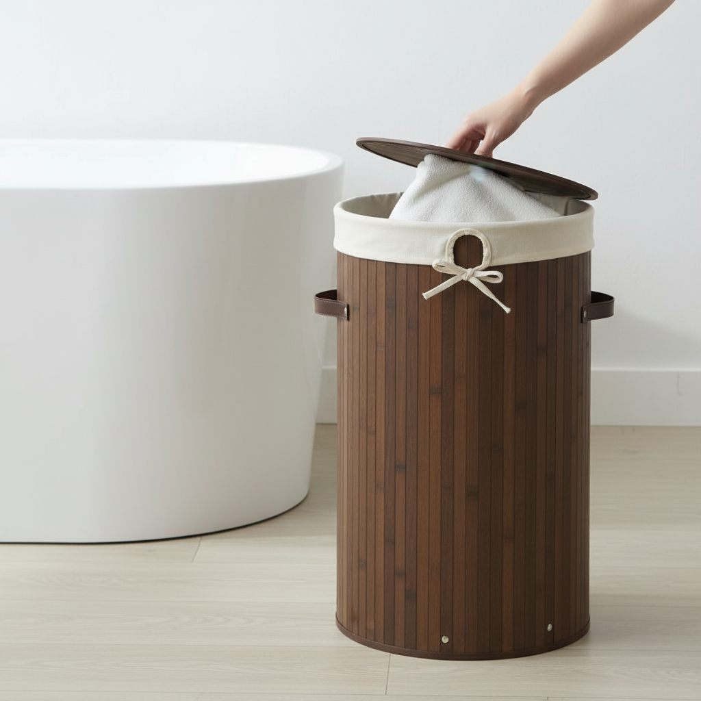 Kankyo Dark Brown Round Laundry Hamper