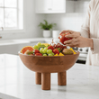 Kara Mango Wood Serving or Fruit Bowl with Footed Base