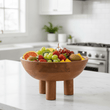 Kara Mango Wood Serving or Fruit Bowl with Footed Base