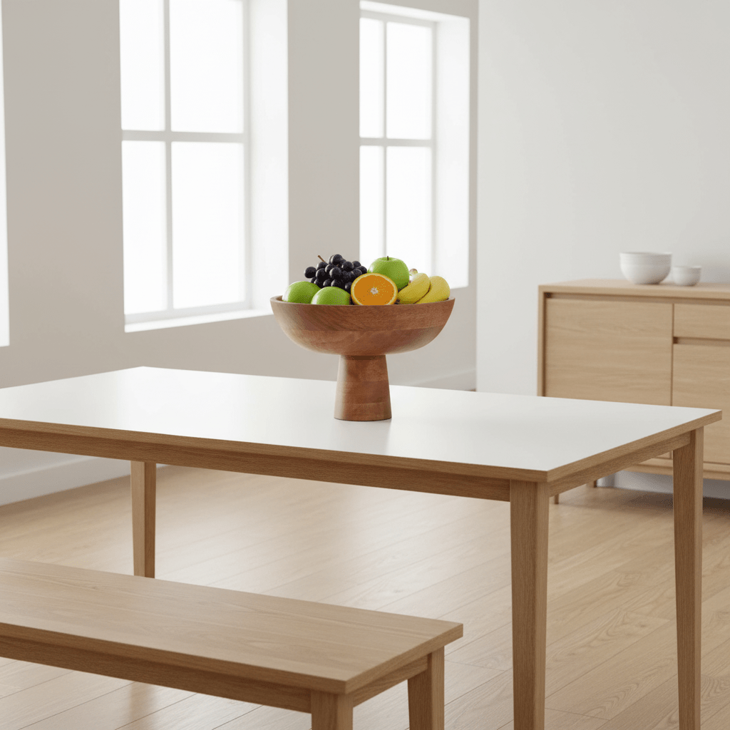 Kara Mango Wood Serving or Fruit Bowl with Pedestal Base